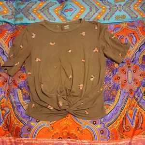 Cute VS floral knot front top